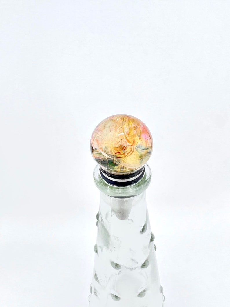 Glass Chaos Marble Bottle Stopper on Metal Made to Order Glass Bottle Stopper Beer Stopper Wine Stopper Unique Gifts Wine Gifts image 2