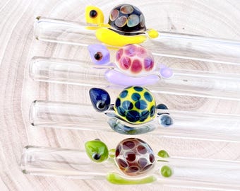 1 Turtle GLASS STRAW - Reusable Straws | Glass Straws | Eco Friendly Straws | Turtle Straws | Boba Straws | Smoothie Straws | Thin Straws