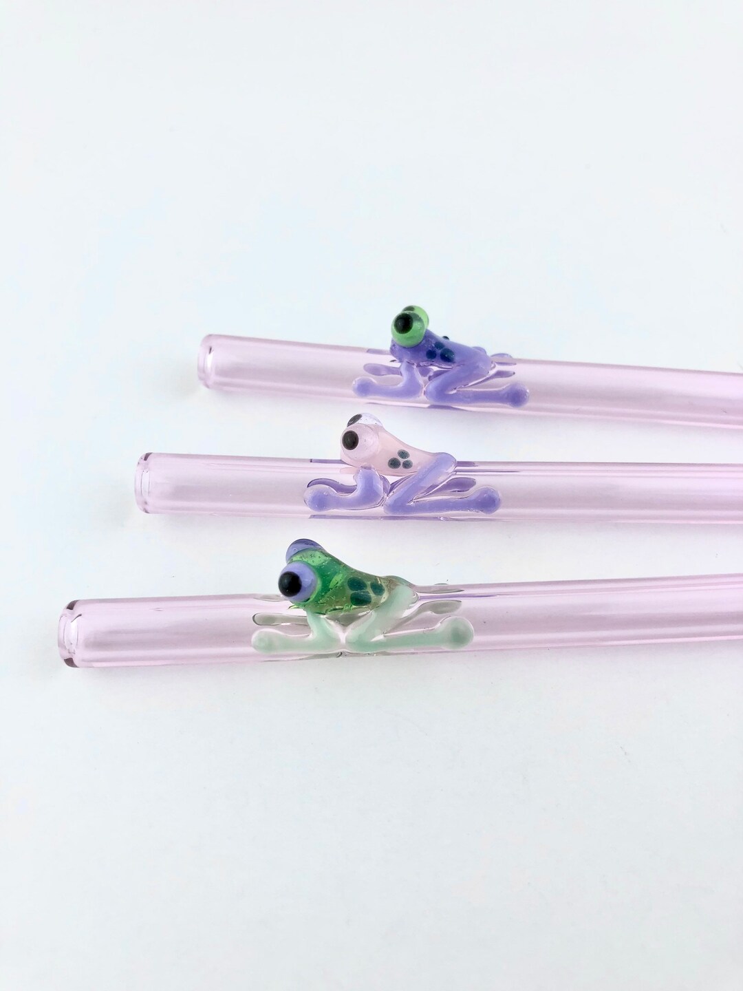 Regular FROG on Pink GLASS STRAW Reusable Straws Glass Etsy