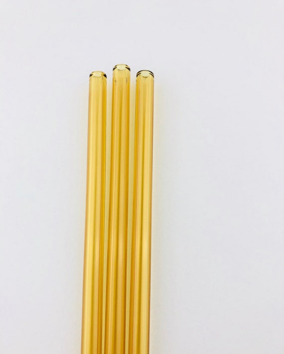 Yellow GLASS STRAW Yellow Straws Reusable Straws Eco Friendly Straws  Smoothie Straws Colored Straws Glass Straws Thin Straws 