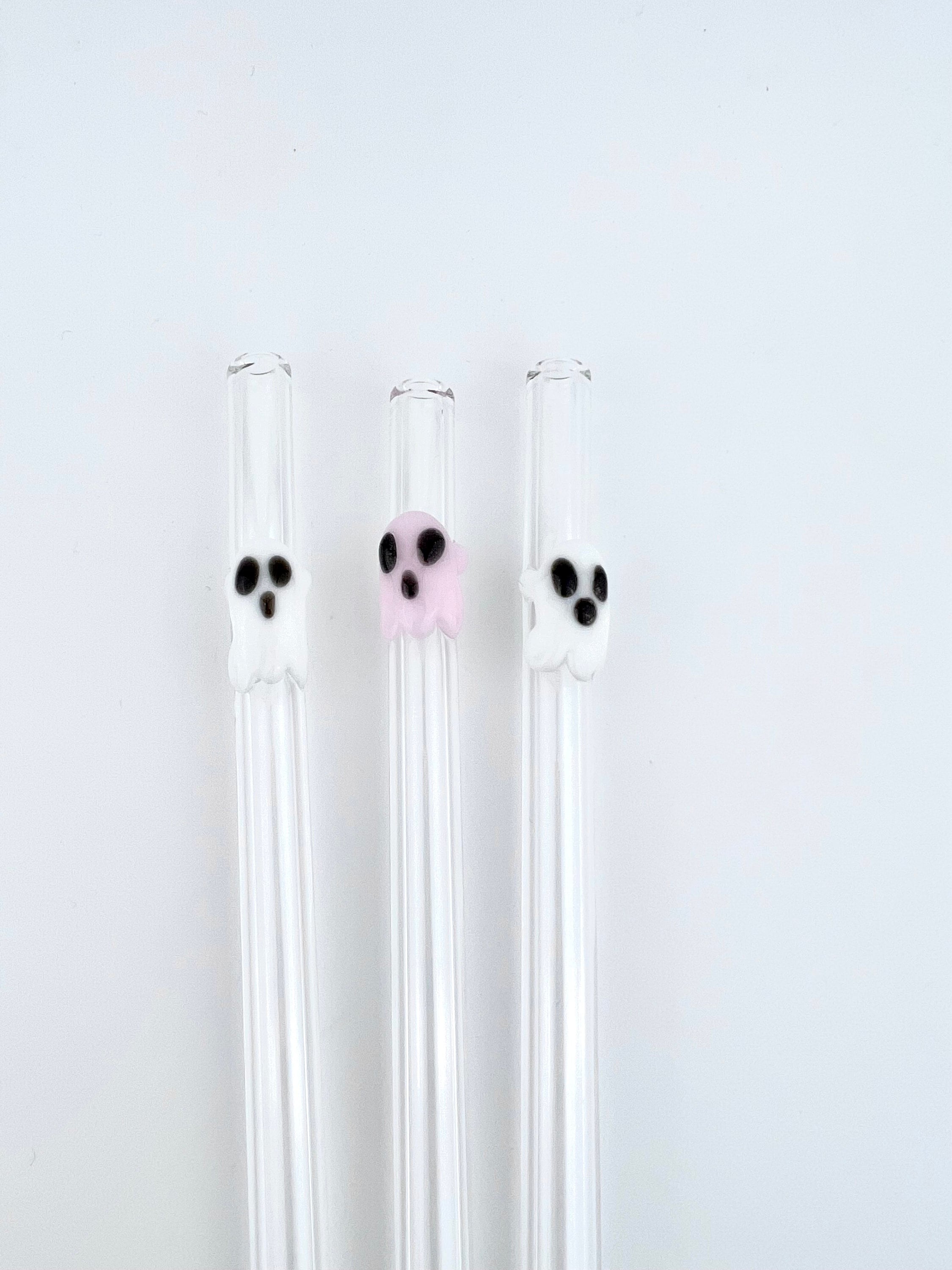 Pack of Ghost Glass Straws Ghost GLASS STRAW Pack Reusable Straws Eco  Friendly Straws Party Favors Straw Party Pack Ghost Straws 