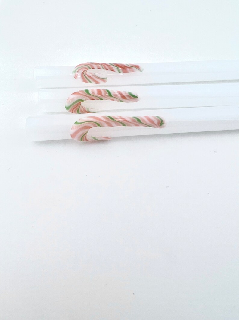 Candy Cane on White GLASS STRAW Custom Straws Reusable Etsy