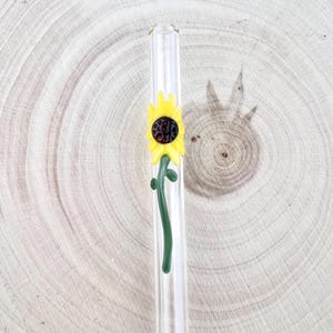 Sunflower GLASS STRAW - Reusable Straws | Tumbler Straws | Glass Straws | Sunflower Straws | Boba Straws | Smoothie Straws | Thin Straws