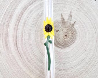 Sunflower GLASS STRAW - Reusable Straws | Tumbler Straws | Glass Straws | Sunflower Straws | Boba Straws | Smoothie Straws | Thin Straws