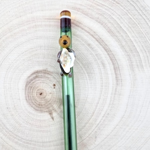 Otter Holding Shell On Colored Glass Ballpoint Pen:  Handmade to Order