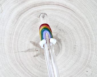 Rainbow Glass Straw: Handmade Reusable Made to Order Straw
