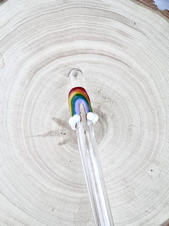 Rainbow Glass Straw: Handmade Reusable Made to Order Straw