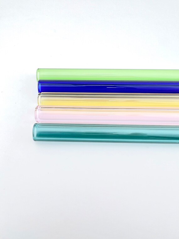 Confezione da 5 cannucce di vetro colorate Bomboniere / Cannucce