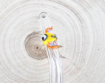 Googly Fish Glass Straw: Handmade Reusable Drinking Straw