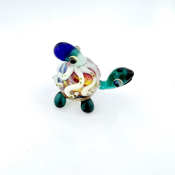 Glass Turtle with Octopus Sculpture - Custom Made to Order Turtle Sculptures | Glass Sculpture | Turtle Figurines | Octopus Figurines