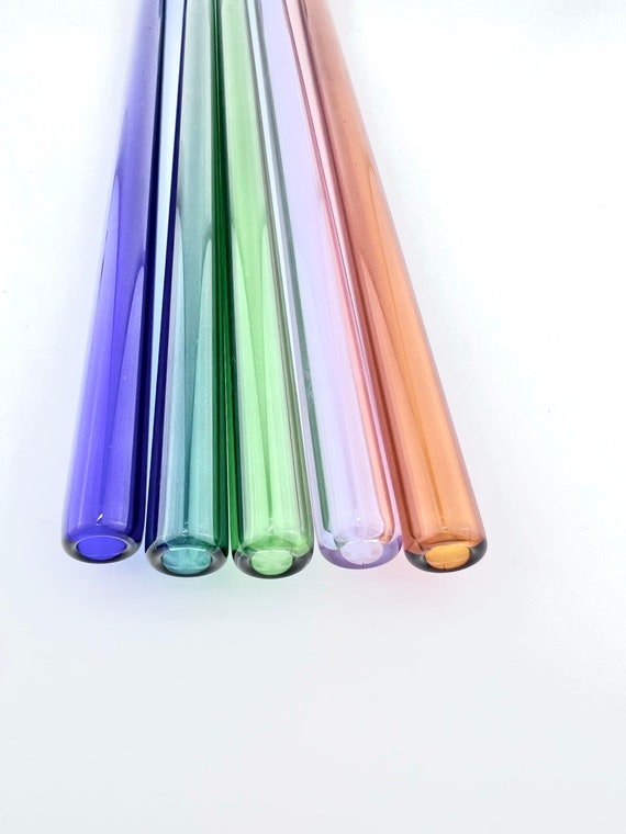 Confezione da 5 cannucce di vetro colorate Bomboniere / Cannucce