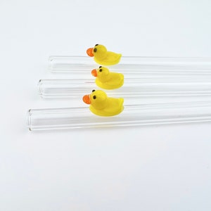Rubber Duck GLASS STRAW - Reusable Straws | Glass Straws | Eco Friendly Straws | Duck Straw | Boba Straws | Smoothie Straws | Thin Straws