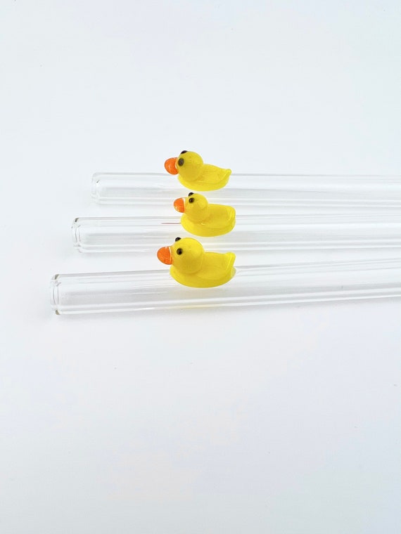 Rubber Duck GLASS STRAW Reusable Straws Glass Straws Eco Friendly Straws  Duck Straw Boba Straws Smoothie Straws Thin Straws 