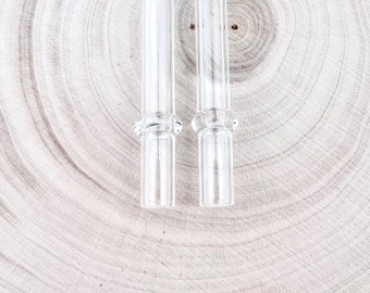 Clear Glass Straw with Stopper: Handmade Reusable Tumbler Straw