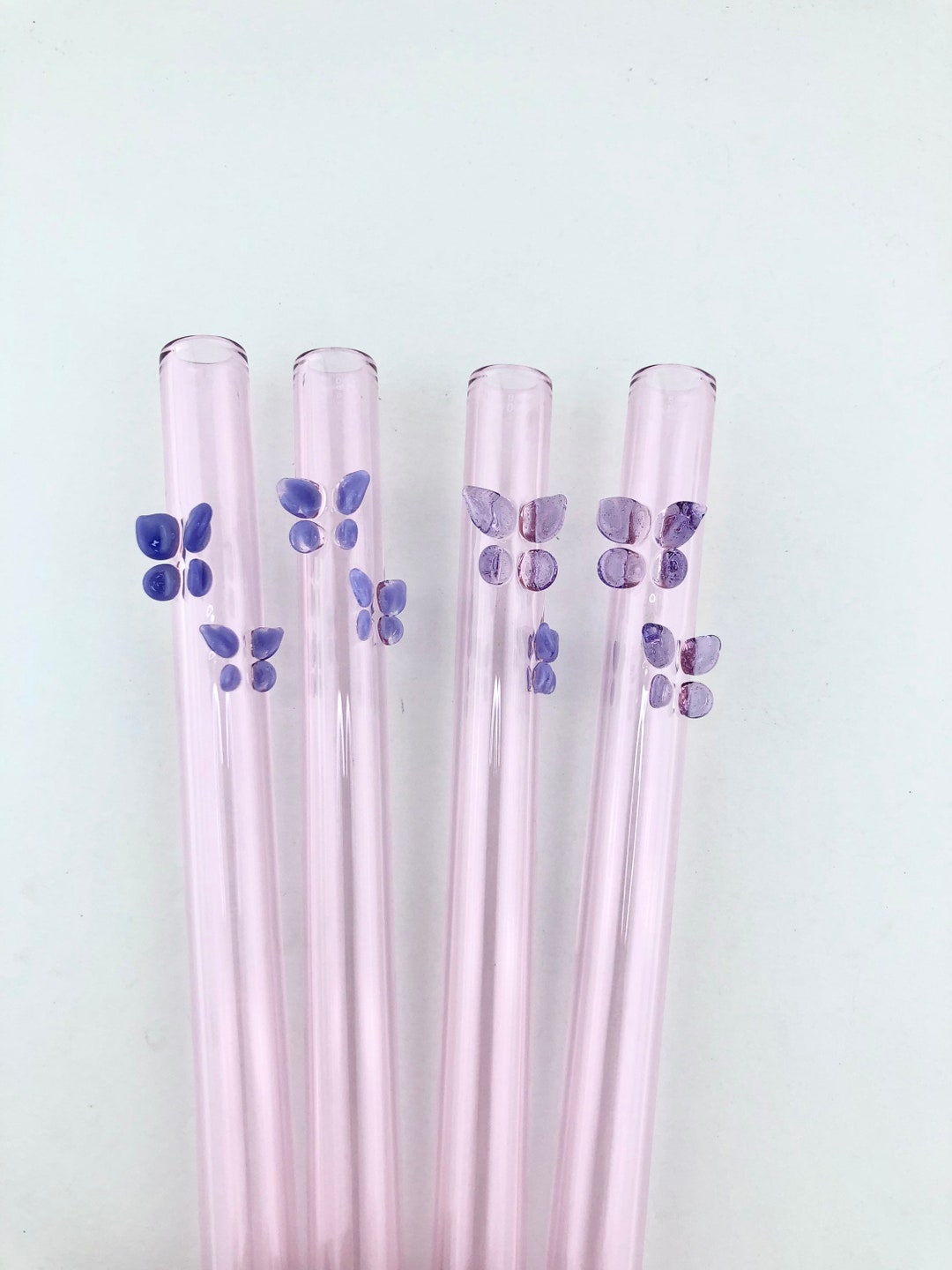 Regular Butterfly on Pink GLASS STRAW Custom Straws Etsy