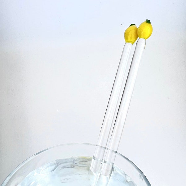 Glass Lemon Stir Stick - Drink Stirrers | Custom Stir Sticks | Glass Stir Sticks | Glass Lemon | Swizzle Sticks | Cocktail Sticks