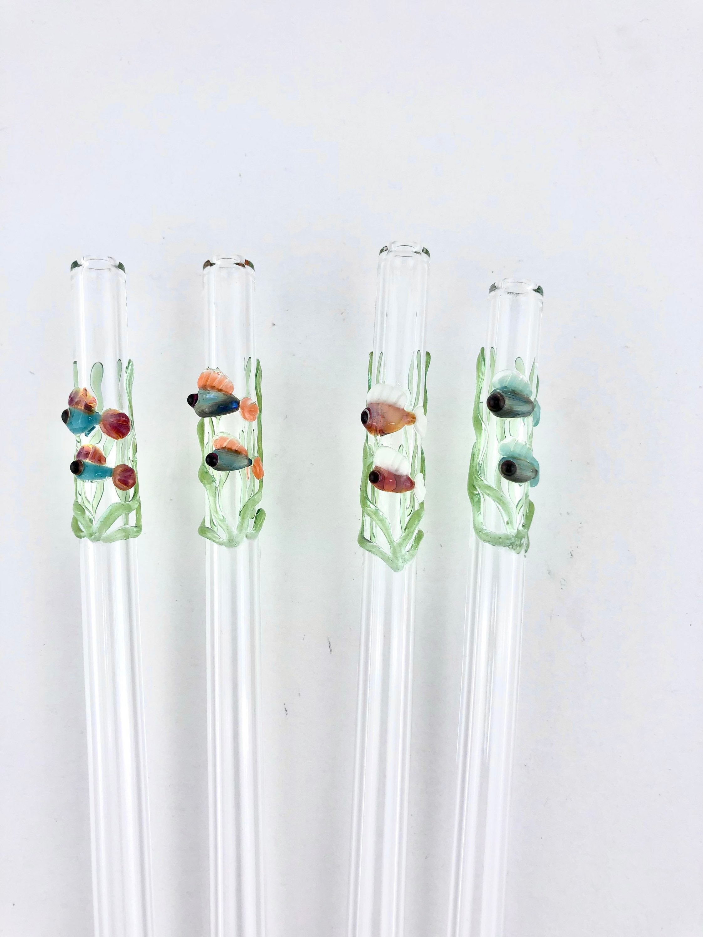 Fish in Seaweed GLASS STRAW - Reusable Straws, Glass Straws, Fish Straws, Fish Gifts, Boba Straws, Smoothie Straws