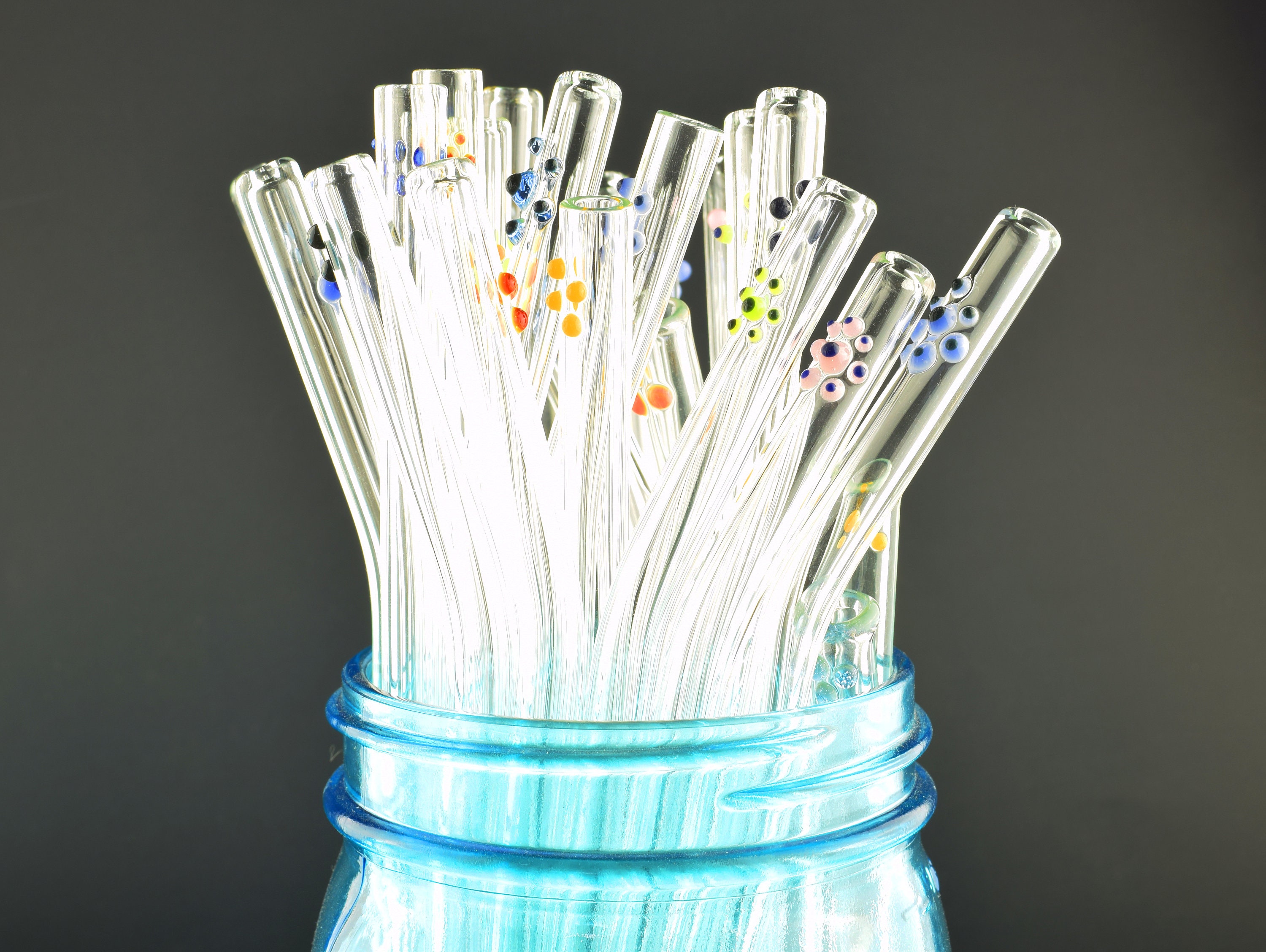 Dot GLASS STRAWS Reusable Straws Glass Drinking Straw Dot Straws
