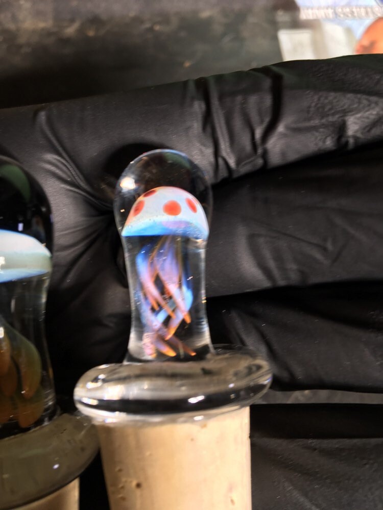 Jellyfish Bottle Stopper Custom Made Handblown Glass Bottle Stopper