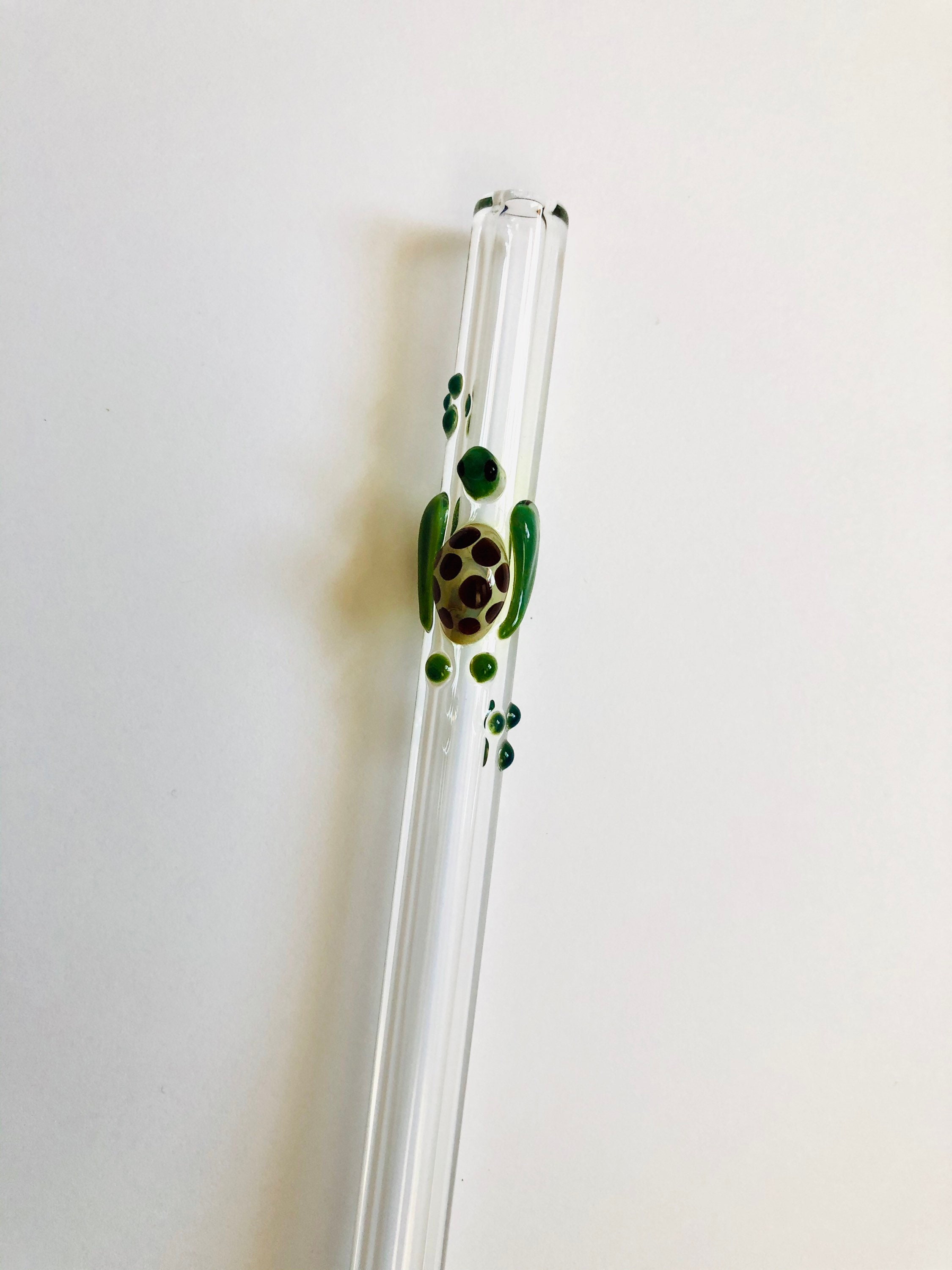 TURTLE with Dots GLASS STRAWS Reusable Straws Glass Straw Eco