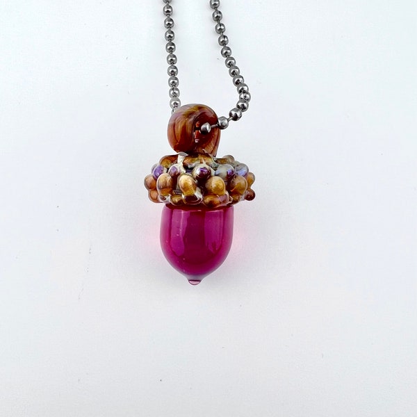 Handblown Glass Acorn Pendant | Acorn Necklace | Glass Pendant | Handmade Pendant | Unique Necklaces | Glass Pendy | Glass Necklace