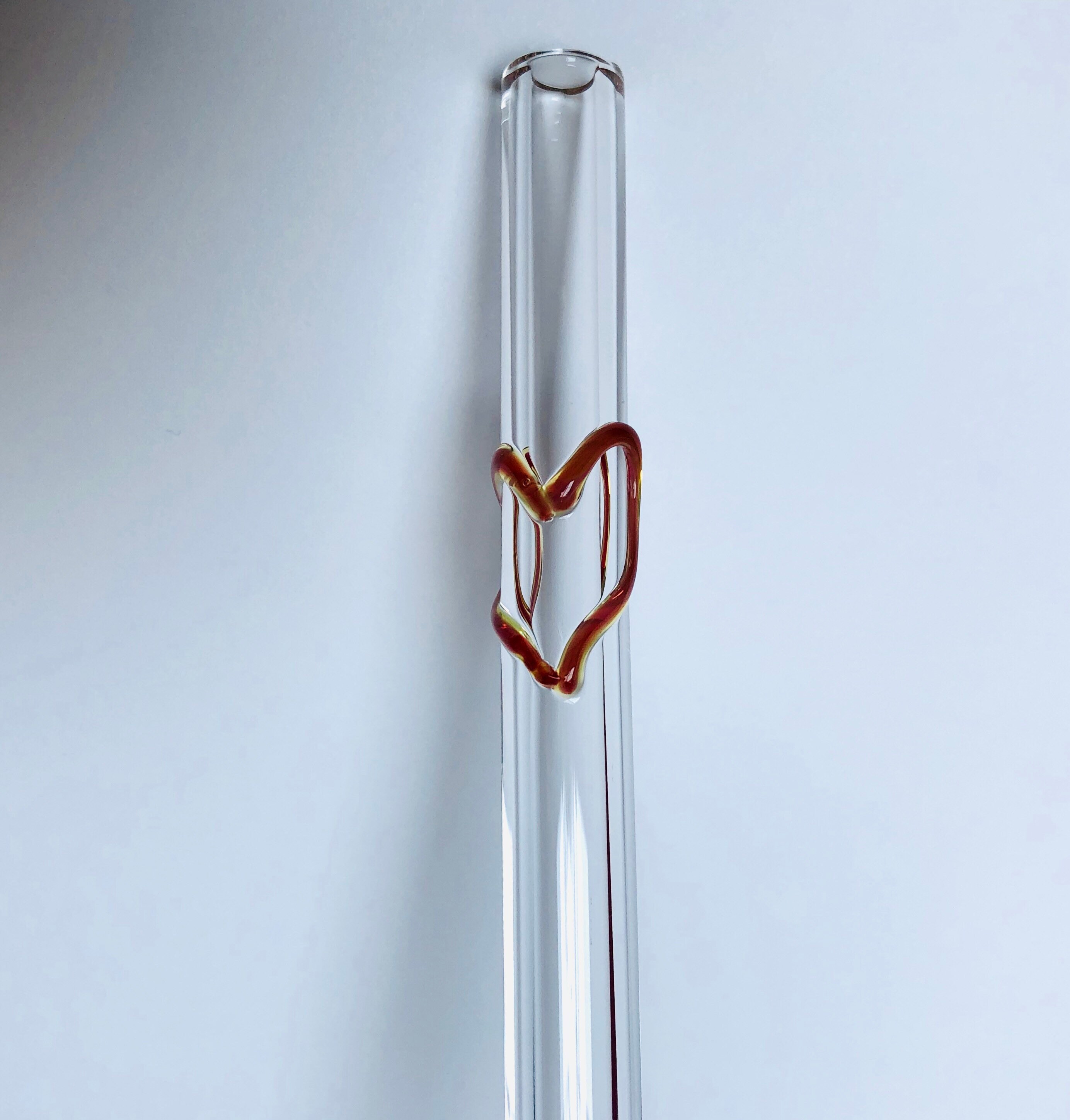 Glass Straw- Clear with Red Heart (Set of 2) main image 0