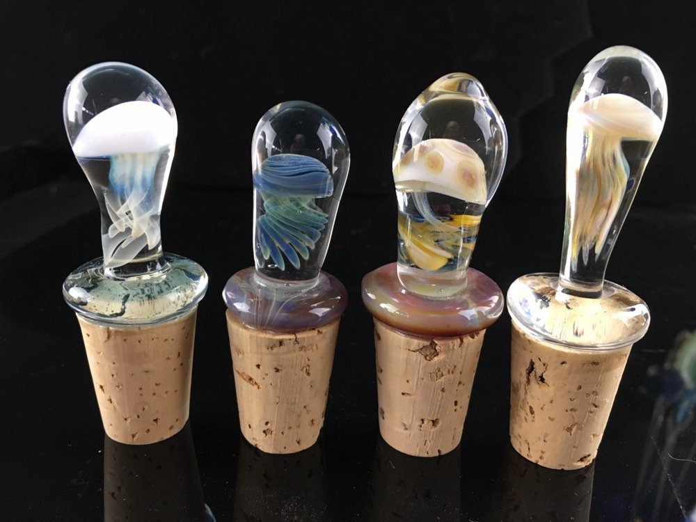 Jellyfish Bottle Stopper Handmade Glass Bottle Stopper With A