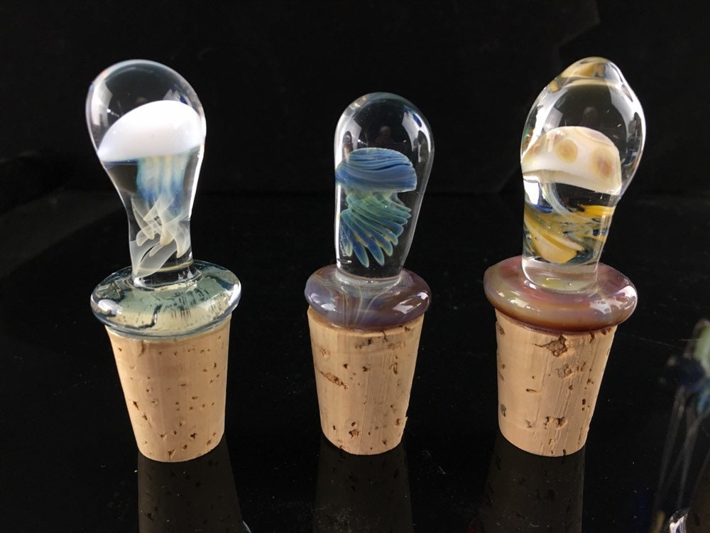 Jellyfish Bottle Stopper Handmade Glass Bottle Stopper With A