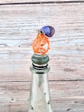 Handblown Glass Octopus on Metal Bottle Stopper - Custom Wine and Beer Stopper