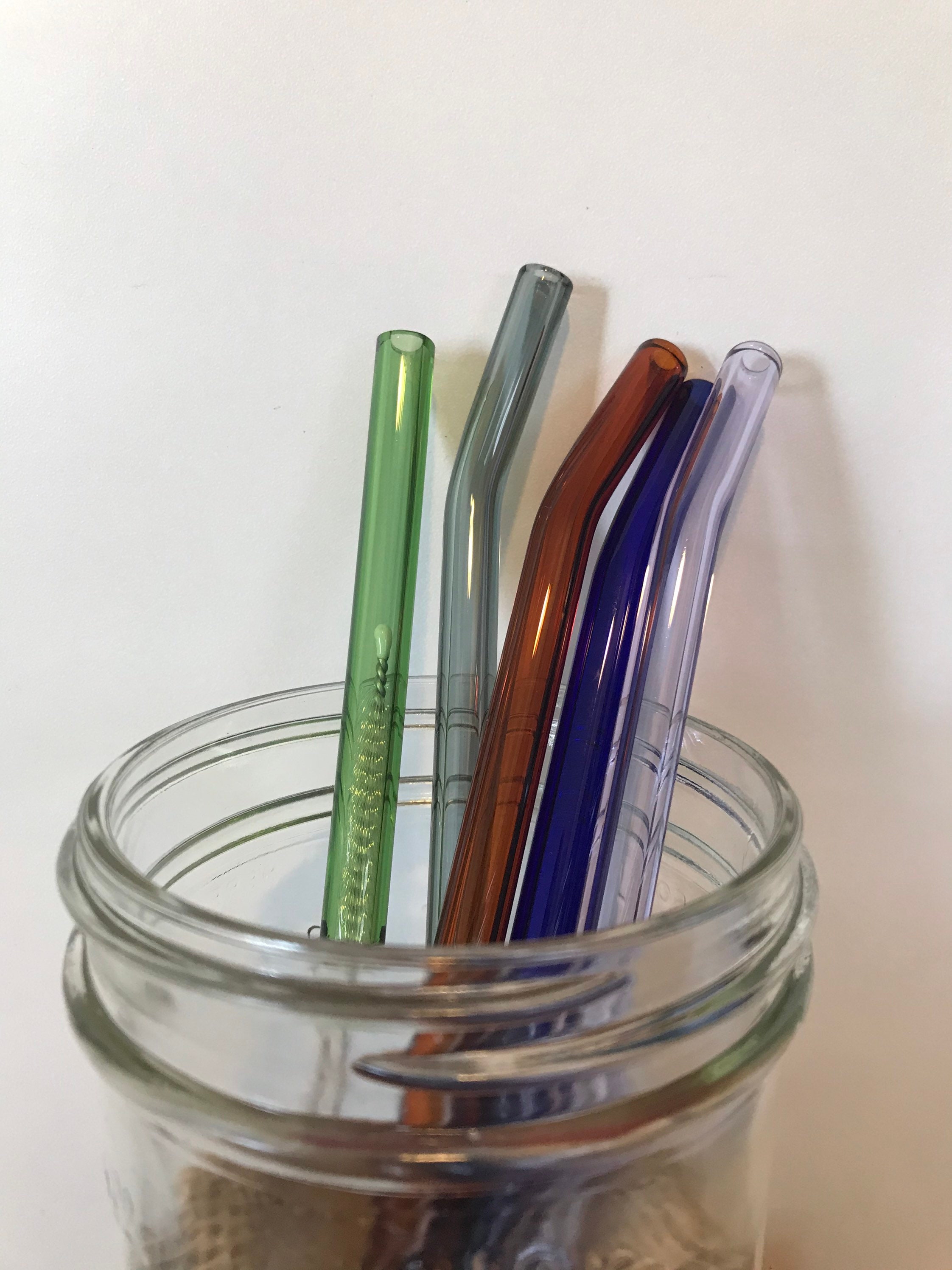 Glass Straw Pack 5 Colored GLASS STRAWS Reusable Straws Eco