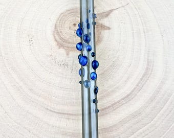 Gray Glass Drinking Straw with Dots: Handmade Reusable Straw