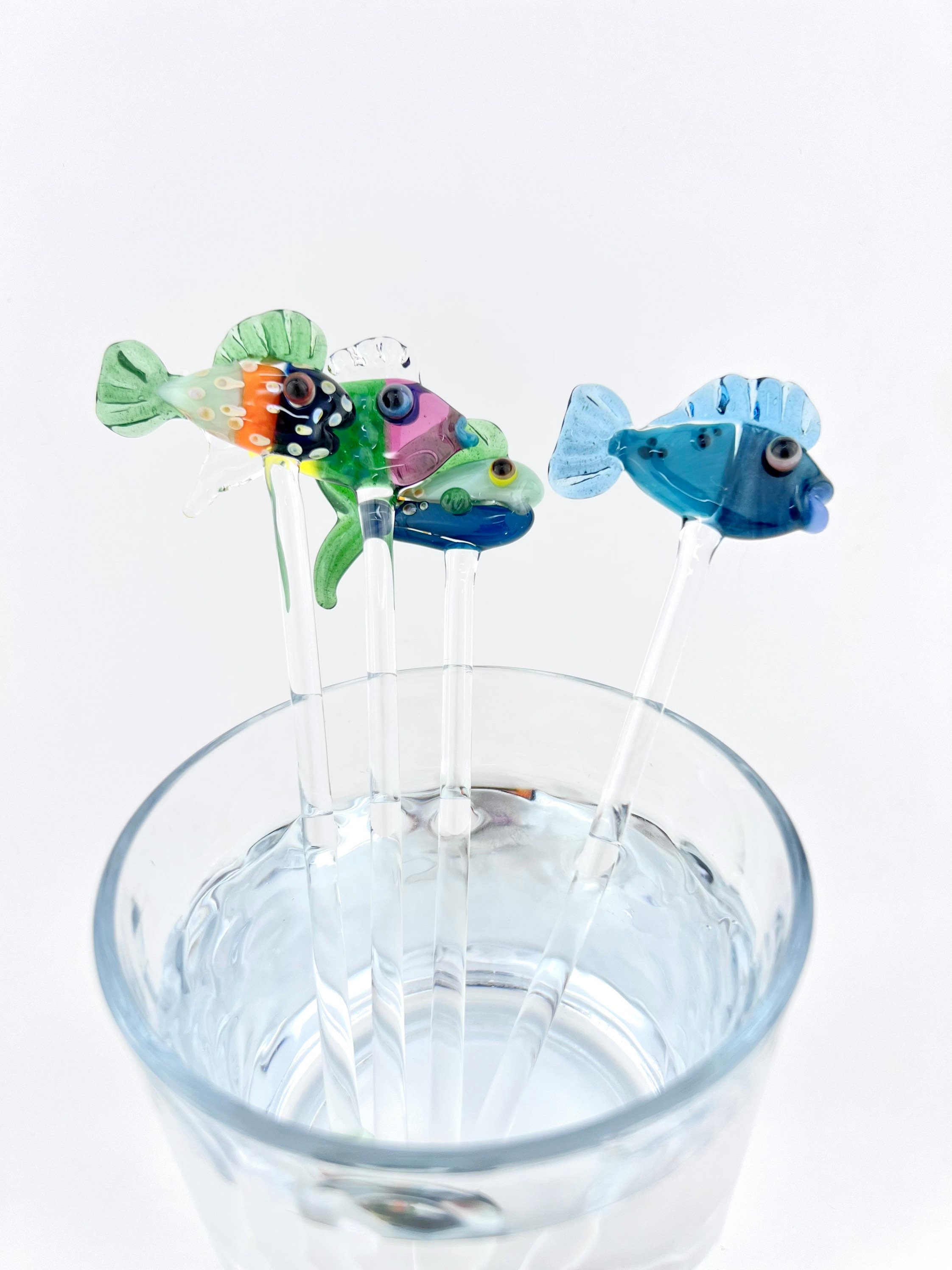 Glass Mixing Cocktail Drink Stirring Sticks  Glass Fish Figurines Ornament  - Glass - Aliexpress