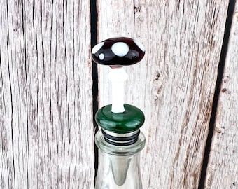 Handblown Glass Mushroom Bottle Stopper: Unique Wine and Beer Gift