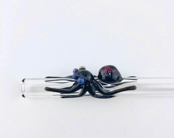 Smoothie Black Widow GLASS STRAW - Smoothie Straws | Reusable Straws | Glass Straws | Halloween Straw | Spider Straws | Black Widow Gifts