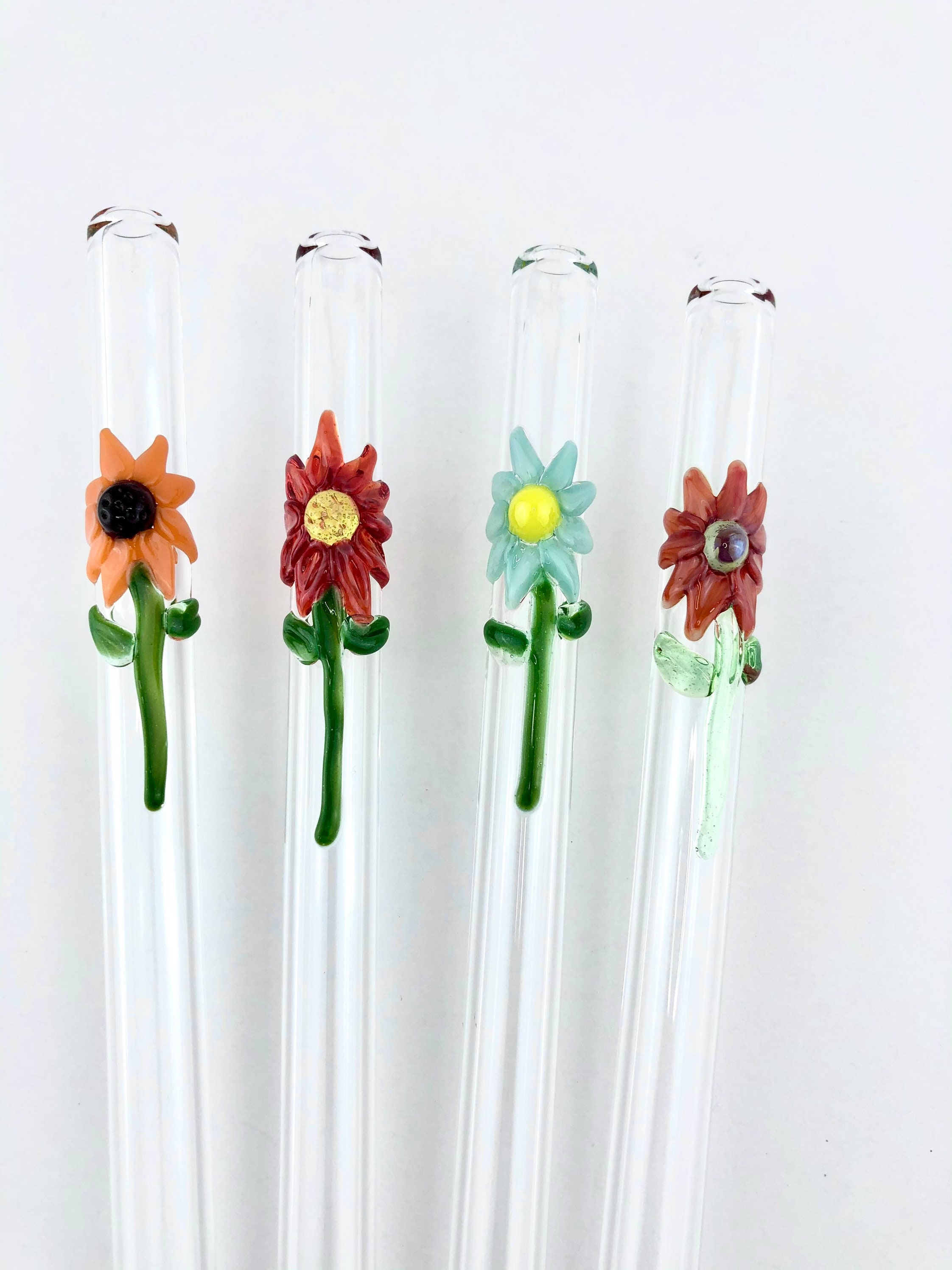 4 Pieces Glass Boba Straws Reusable Glass Drinking Straws Wide