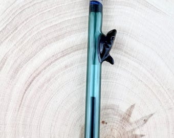 Shark On Colored GLASS PEN - Handmade Pens | Glass Pens | Handcrafted Pens | Shark Pens | Custom Pens | Refillable Pens | Shark Gift