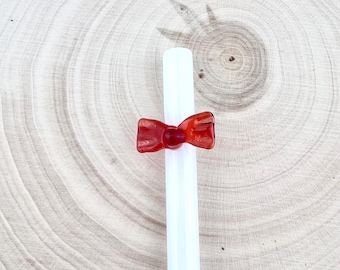 Handmade Bow on Colored Glass Straw: Reusable Drinking Straw