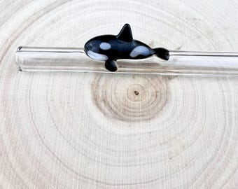 Full Orca Glass Straw: Handmade, Reusable Straw, Made to Order