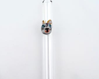 Dog Glass Straw: Handmade Reusable Borosilicate Straw