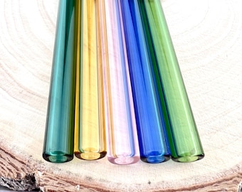5 Pack of Colored Glass Straws - Handmade Eco Friendly Reusable Straw Set