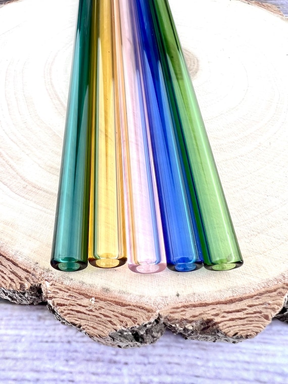 5er-Pack farbige Glasstrohhalme - Handgefertigtes, umweltfreundliches wiederverwendbares Strohset