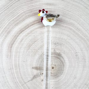 Handmade Glass Chicken Stir Stick: Custom Cocktail Swizzle Stick