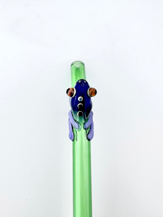 FROG On Green GLASS STRAW - Reusable Straws, Glass Straws