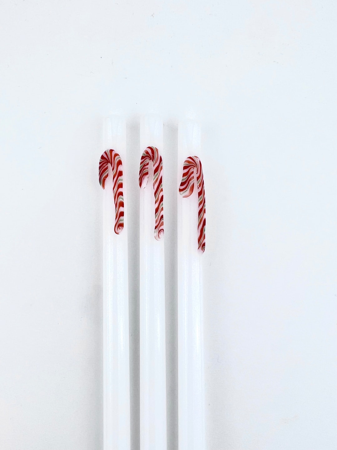 Candy Cane on White GLASS STRAW Custom Straws Reusable Straws Glass
