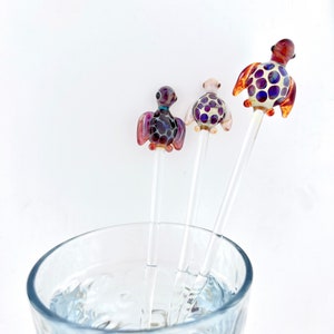 Glass Turtle Stir Stick - Drink Stirrers | Custom Stir Sticks | Glass Stir Sticks | Glass Turtle | Swizzle Sticks | Cocktail Sticks