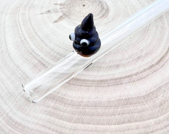 Poop Emoji Glass Straw: Handmade Reusable Straw, Custom Length