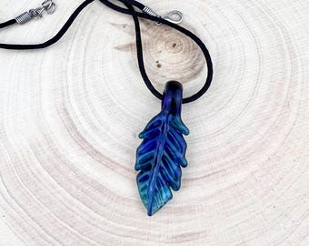 Leaf Pendant: Handblown Glass Leaf Necklace, Custom, Made to Order