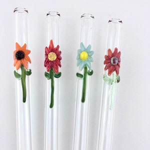 Pack of Flower GLASS STRAWS - Flower Glass Straw Pack | Reusable Straws | Eco Friendly Straws | Eco Friendly Gifts | Straw Party Pack
