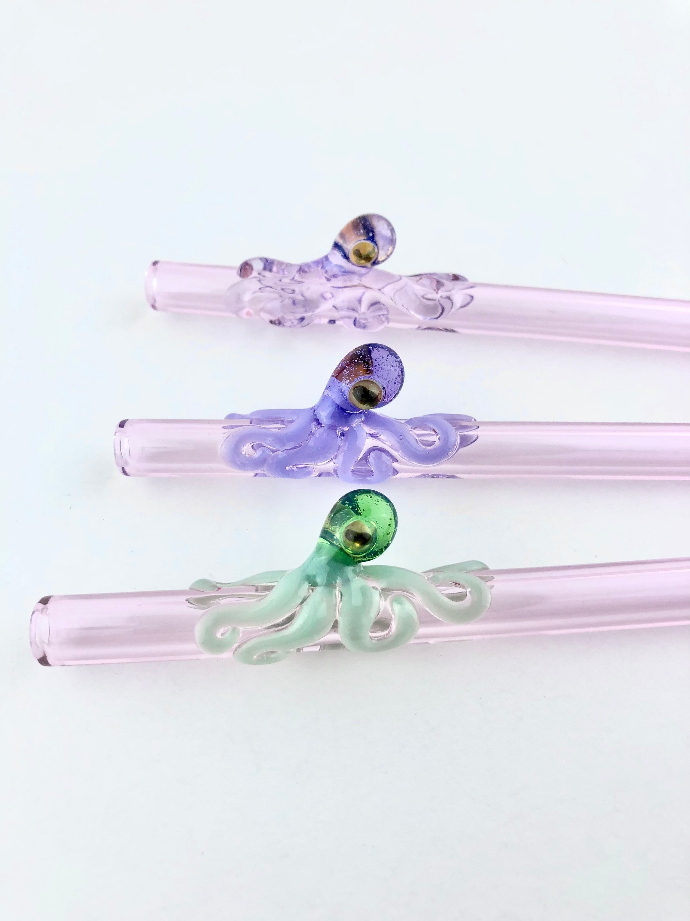 Opal OTTER on Pink GLASS STRAW Reusable Straws Glass Straws Eco Friendly  Straws Otter Straws Opal Straws Pink Straw Otter Gift 