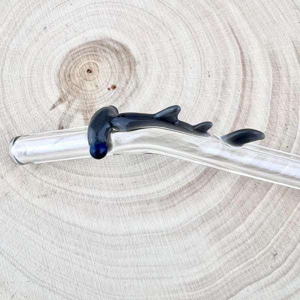 Hammerhead Shark Glass Straw: Reusable Boba & Smoothie Straw